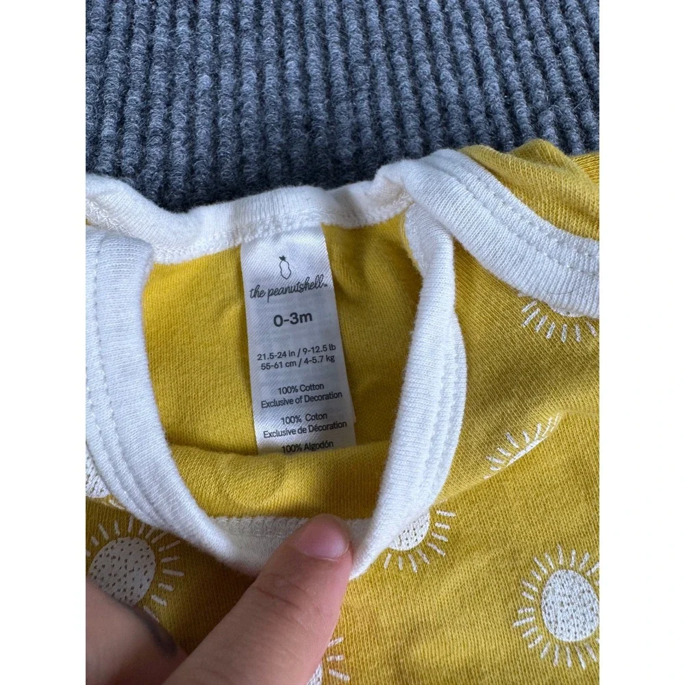 The Peanutshell 0-3M Baby Outfit Lot 6pc Sun Rainbow Bodysuits Pants Hat Mittens